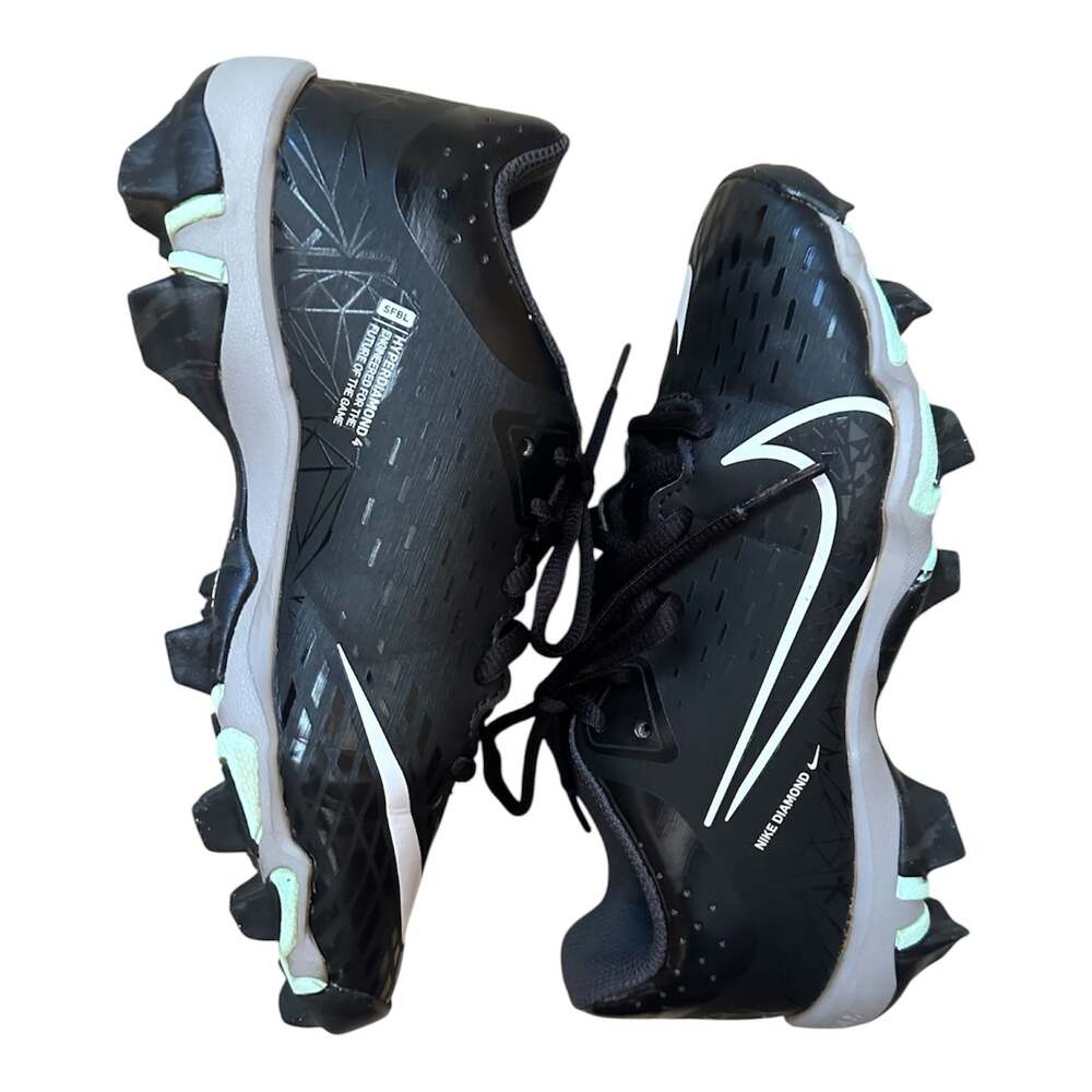 Nike Hyperdiamond 4 Keystone GG Softball Cleats Black/White Size 2Y